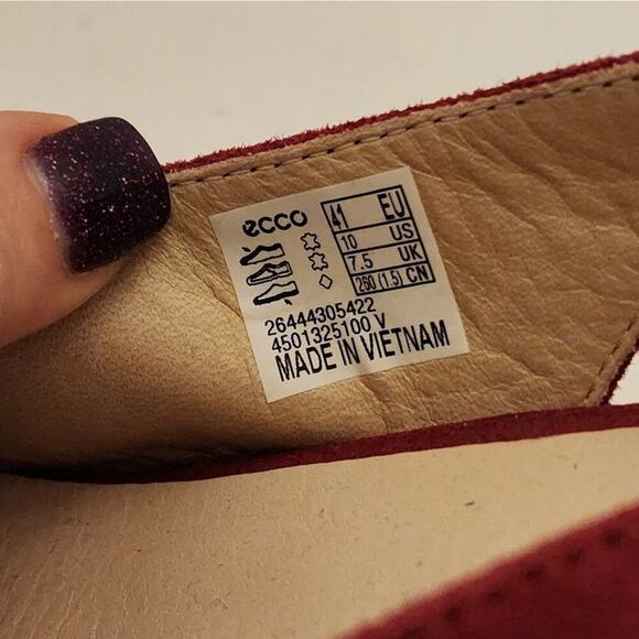 ECCO Red Suede Leather Slingback Pointed Toe Kitten Heel Pumps Shoes Sz 41 US 40 - Picture 10 of 13